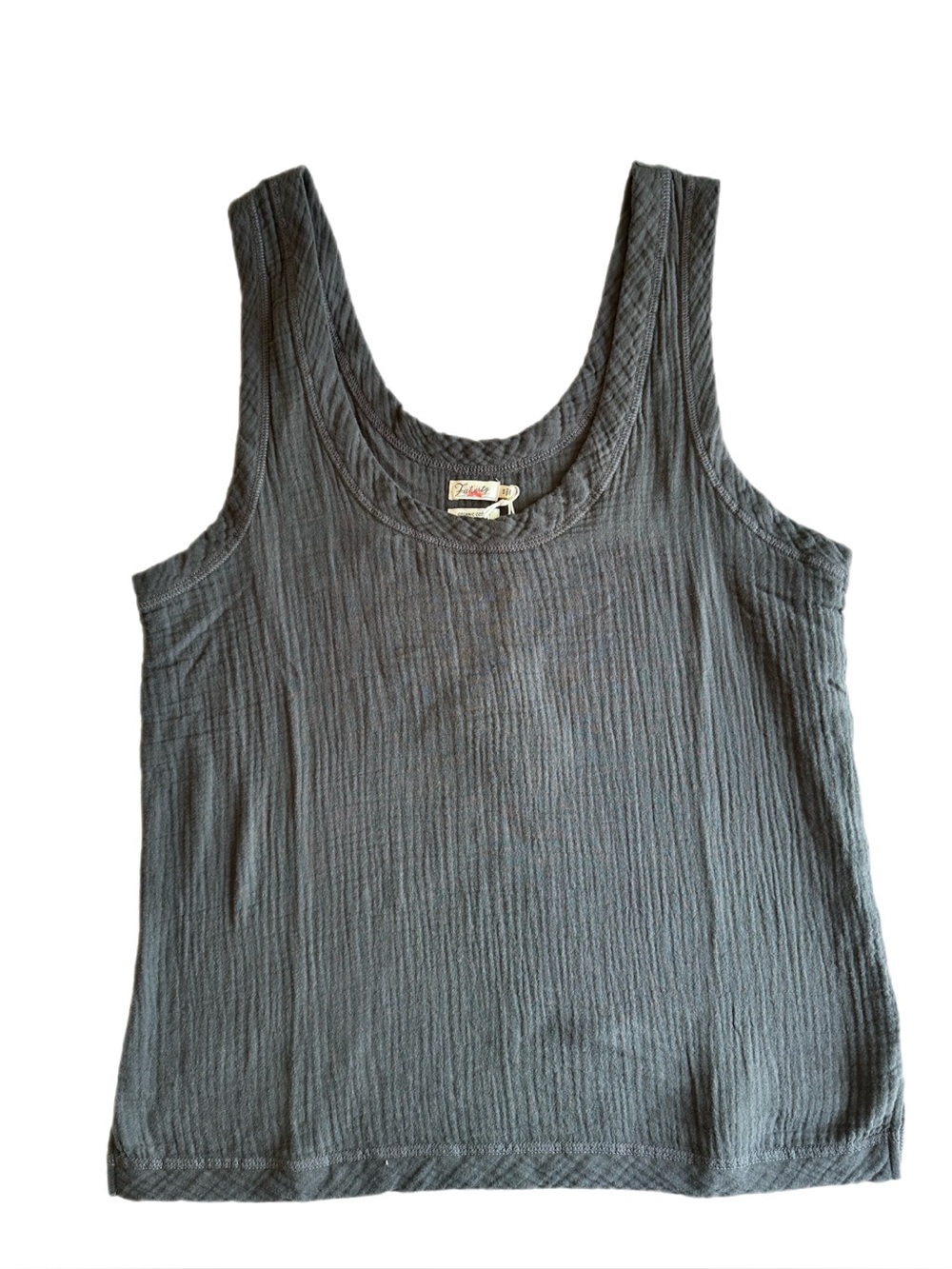 Faherty Charcoal Gray Ribbed Cotton Tank Top - Picture 2 of 7